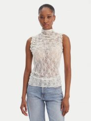 Vero Moda Bluzka Lisa 10337963 Biały Tight Fit. Białe bluzki Vero Moda, xs, bez wzorów, z syntetyku, bez kołnierzyka, bez ramiączek. Za 119.99 zł.