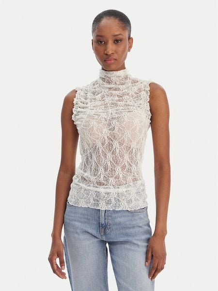 Vero Moda Bluzka Lisa 10337963 Biały Tight Fit. Białe bluzki Vero Moda, xs, bez wzorów, z syntetyku, bez kołnierzyka, bez ramiączek. Za 119.99 zł.