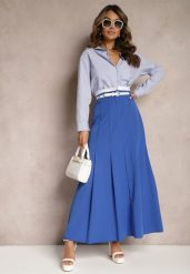 Niebieska Spódnica Długa Rozkloszowana High Waist Leoraia. Niebieskie spódnice Renee, do pracy, m, bez wzorów, biznesowe, maxi, rozkloszowane. W wyprzedaży za 80.99 zł.