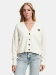 Tommy Jeans Kardigan Fluffy Badge DW0DW23830 Biały Regular Fit. Białe swetry Tommy Jeans, xl, bez wzorów, z jeansu, bez ramiączek. Za 449.99 zł.
