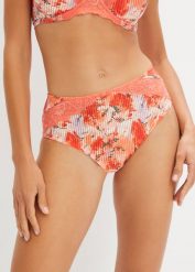 Figi maxi z koronką. Brązowe figi bonprix, bez wzorów, z koronki. Za 52.99 zł.