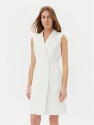 DKNY Sukienka koktajlowa DD5U1H66 Écru Slim Fit. Sukienki DKNY, bez wzorów, z syntetyku, wizytowe, bez kołnierzyka, bez ramiączek. Za 459.99 zł.