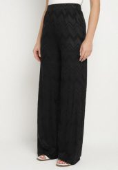 Czarne Szerokie Spodnie z Wiskozą i Wysokim Stanem Abriela. Czarne jeansy Born2be, l, bez wzorów, z jeansu, eleganckie, z podwyższonym stanem. Za 139.99 zł.