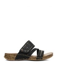 Rieker Klapki 61150-01 Czarny. Czarne klapki Rieker, bez wzorów, ze skóry, bez obcasa, bez zapięcia. Za 249.99 zł.