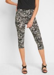 Legginsy capri z mieszanki bawełny. Czarne legginsy bonprix, bez wzorów, z bawełny. Za 67.99 zł.