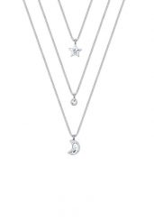 Elli Damski pierścionek Layer Look Moon Star z kryształkami ze srebra próby 925 sterling silver Naszyjniki 1 ct. Szare naszyjniki Elli, z materiału, srebrne. Za 333.99 zł.
