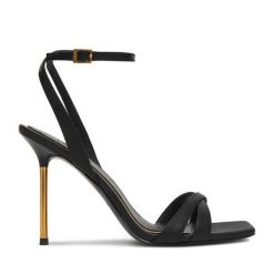 Sandały Eva Minge. Czarne sandały Eva Minge, bez wzorów, bez obcasa, na szpilce, bez zapięcia. Za 449.99 zł.