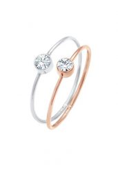 Elli Damski pierścionek do łączenia 2 części soliter Basic Bi-color w pozłacanym srebrze 925 Sterling Silver Pierścionki 1 ct. Szare pierścionki Elli, z kryształem, pozłacane. Za 413.99 zł.
