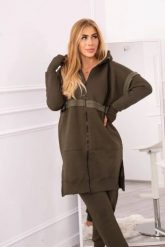 Komplet ocieplany z długą bluzą khaki. Brązowe bluzy KESI, l, bez wzorów, z bawełny, bez ramiączek, bez kaptura. Za 357.56 zł.