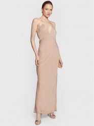 Calvin Klein Sukienka wieczorowa Shine Slip K20K205019 Beżowy Regular Fit. Brązowe sukienki Calvin Klein, bez wzorów, z wiskozy, wizytowe, bez kołnierzyka, bez ramiączek. Za 639.99 zł.