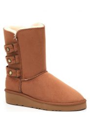 ISLAND BOOT Kozaki zimowe "Betina" w kolorze jasnobrązowym rozmiar: 40. Brązowe kozaki Island Boot, na zimę, bez wzorów, z materiału, eleganckie, bez obcasa, bez zapięcia. Za 145.26 zł.