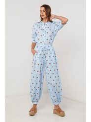 Lin Passion Spodnie materiałowe w kolorze błękitnym rozmiar: 40/42. Niebieskie spodnie materiałowe Lin Passion, bez wzorów, z bawełny, klasyczne, z standardowym stanem. Za 108.99 zł.