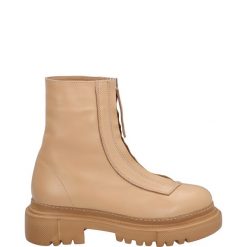 BEŻOWE BOTKI 1006-28 BEIGE. Brązowe botki Venezia, bez wzorów, ze skóry, bez obcasa, bez zapięcia. Za 259.00 zł.