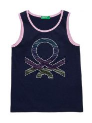 Benetton Top w kolorze granatowym rozmiar: 82. Niebieskie topy Benetton, bez wzorów, z bawełny, bez kołnierzyka, bez ramiączek. Za 13.26 zł.