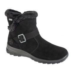 Buty Rieker Booties L7179-00 czarne. Czarne śniegowce bez wzorów, z materiału, bez zapięcia. Za 479.08 zł.