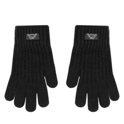 Rękawiczki Kappa. Czarne rękawiczki Kappa, bez wzorów, z dzianiny. Za 39.99 zł.