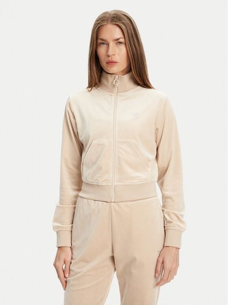 Guess Bluza V3BQ22 K0232 Beżowy Regular Fit. Brązowe bluzy Guess, s, z aplikacjami, z syntetyku, bez ramiączek, bez kaptura. Za 239.99 zł.