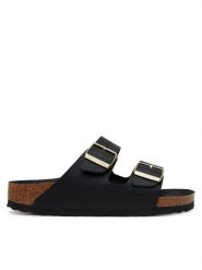 Birkenstock Klapki Arizona Hex 1029493 Czarny. Czarne klapki Birkenstock, bez wzorów, ze skóry, bez obcasa, bez zapięcia. Za 339.99 zł.