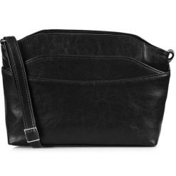 Torebka skórzana damska listonoszka DAN-A T11 czarna. Czarne shopper bag DAN-A, bez wzorów, ze skóry, retro, małe, bez dodatków. Za 229.99 zł.