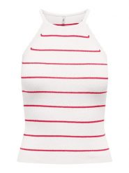 ONLY Top "Gemma" w kolorze biało-różowym rozmiar: XL. Białe topy ONLY, xl, bez wzorów, ze splotem, bez kołnierzyka, bez ramiączek. Za 70.57 zł.