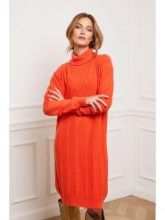 Joséfine Sukienka dzianinowa "Felicidad" w kolorze pomarańczowym rozmiar: M. Pomarańczowe sukienki Joséfine, na co dzień, m, bez wzorów, z dzianiny, bez kołnierzyka, bez ramiączek, midi, proste. Za 195.99 zł.