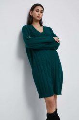 Medicine sukienka kolor turkusowy mini oversize. Niebieskie sukienki MEDICINE, l, bez wzorów, ze splotem, bez kołnierzyka, bez ramiączek, maxi, oversize. W wyprzedaży za 89.90 zł.