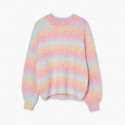 Kolorowy sweter w paski - Wielobarwny. Swetry Cropp, l, bez wzorów, z dzianiny, bez ramiączek. Za 119.99 zł.