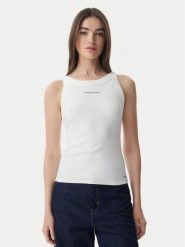 Tommy Jeans Top Ess Logo DW0DW22806 Kremowy Slim Fit. Białe topy Tommy Jeans, xl, bez wzorów, z bawełny, bez kołnierzyka, bez ramiączek. Za 149.99 zł.