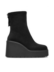 DeeZee Botki CEO-HY60195-13 Czarny. Czarne botki DeeZee, bez wzorów, z materiału, bez obcasa, na koturnie, bez zapięcia. Za 199.99 zł.