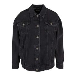 Damska Kurtka Oversize Z Denimu Z Lat 90tych. Czarne kurtki Urban Classics, xl, bez wzorów, z denimu, bez kaptura. Za 256.99 zł.
