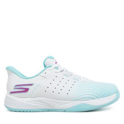 Buty do tenisa Skechers. Białe buty treningowe Skechers, bez wzorów, bez zapięcia, tenisowe. Za 249.99 zł.
