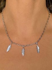 Eclat d'Argent Srebrny naszyjnik z elementami ozdobnym - dł. 38 cm rozmiar: onesize. Szare naszyjniki Eclat d'Argent, z materiału, srebrne. Za 208.99 zł.