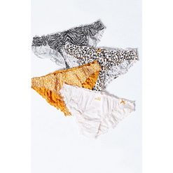 Etam - Figi (4-Pack). Brązowe figi Etam, bez wzorów, z bawełny. W wyprzedaży za 69.90 zł.