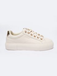 Sneakersy damskie ze skóry ekologicznej beżowe NN274210 801. Brązowe buty sportowe lifestyle BIG STAR, bez wzorów, ze skóry ekologicznej, biznesowe, bez zapięcia. Za 159.99 zł.