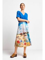Rich & Royal Spódnica w kolorze niebiesko-żółtym rozmiar: XS. Niebieskie spódnice Rich & Royal, xs, bez wzorów, midi, rozkloszowane. Za 202.98 zł.