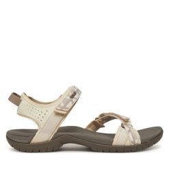 Sandały Teva. Brązowe sandały Teva, bez wzorów, sportowe, bez obcasa, bez zapięcia. Za 219.99 zł.