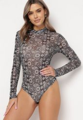 Czarne Siateczkowe Body z Mozaikowym Kwiatowym Wzorem Binavia. Czarne body i gorsety Born2be, bez wzorów, z materiału, bez ramiączek. Za 109.99 zł.