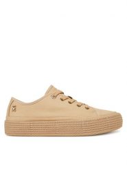 Tommy Hilfiger Espadryle Vulc Espadrille Sneaker FW0FW08404 Beżowy. Brązowe espadryle Tommy Hilfiger, bez wzorów, z materiału, bez obcasa. Za 319.99 zł.