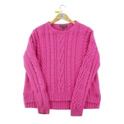 Second life - Sweter damski różowy - Stan dobry. Czerwone swetry Ralph Lauren, bez wzorów, bez ramiączek. Za 114.98 zł.
