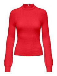 ONLY Sweter w kolorze czerwonym rozmiar: M. Czerwone swetry ONLY, m, bez wzorów, prążkowane, bez ramiączek. Za 83.81 zł.