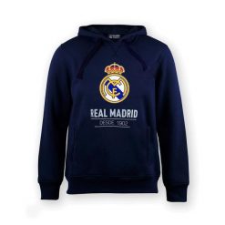 Bluza z kapturem dla dorosłych unisex Real Madryt 1902. Niebieskie bluzy Real Madrid, na zimę, xl, bez wzorów, bez ramiączek, z kapturem. W wyprzedaży za 231.02 zł.