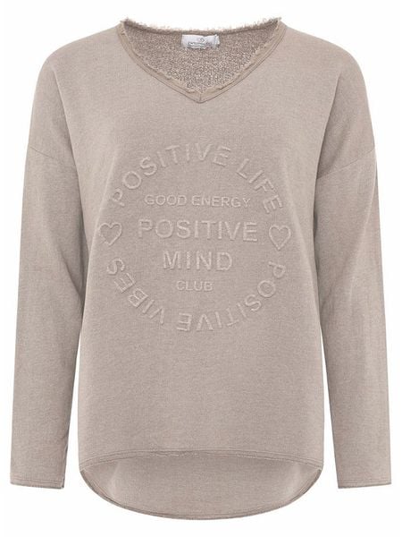 Zwillingsherz Bluza "Positive Mind" w kolorze szarobrązowym rozmiar: S/M. Brązowe bluzy Zwillingsherz, m, bez wzorów, bez ramiączek, bez kaptura. Za 152.98 zł.