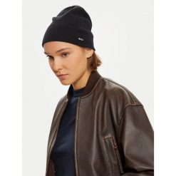 Czapka BOSS. Czarne czapki zimowe Boss, bez wzorów. Za 299.99 zł.