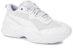 Damskie buty sportowe sneakersy białe PUMA CILIA. Białe buty treningowe Puma, bez wzorów, z materiału, bez zapięcia, trekkingowe. Za 165.00 zł.