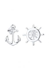 Elli Damskie kolczyki sztyfty koło sterowe kotwica morska w srebrze próby 925 Sterling Silver Kolczyki 1 ct. Szare kolczyki Elli, srebrne. Za 177.64 zł.