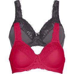 Biustonosz "minimizer" (2 szt.) bonprix czerwień granatu + antracytowy. Biustonosze marki bonprix. Za 75.98 zł.