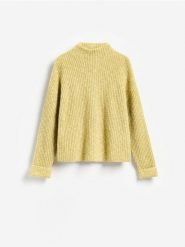 Sweter z wełną - zielony. Zielone swetry Reserved, l, bez wzorów, z bawełny, bez ramiączek. Za 329.99 zł.