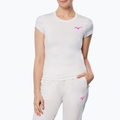 Koszulka tenisowa damska Mizuno Charge Printed Tee. Białe t-shirty sportowe Mizuno, m, bez wzorów, z elastanu, bez ramiączek, tenisowe. Za 78.99 zł.