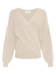 MOSS COPENHAGEN Sweter "Zinelle Rachelle" w kolorze beżowym rozmiar: M/L. Brązowe swetry Moss Copenhagen, l, bez wzorów, z wiskozy, bez ramiączek. Za 165.71 zł.