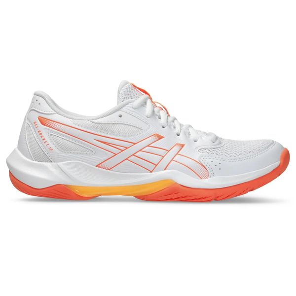 Damskie buty halowe Asics Gel-Rocket 12. Białe buty treningowe ASICS, bez wzorów, z gumy, bez zapięcia, na fitness i siłownię. Za 323.25 zł.